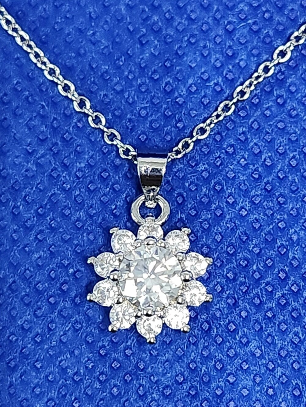 0.50 ct Moissanite VVS1-D Sterling Silver Halo Pendant Necklace Certificate